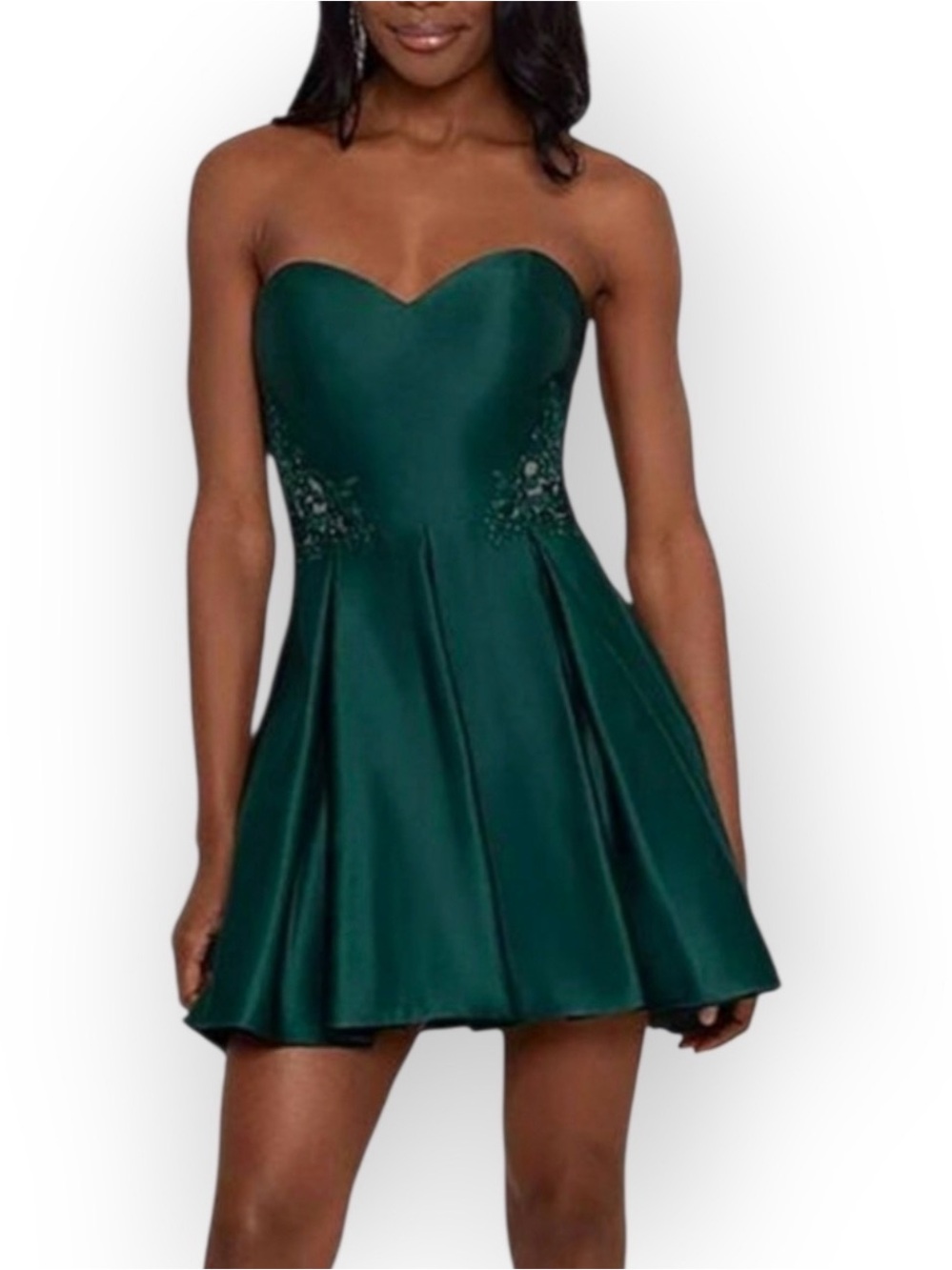 Strapless Emerald Green Sweetheart Skater Dress